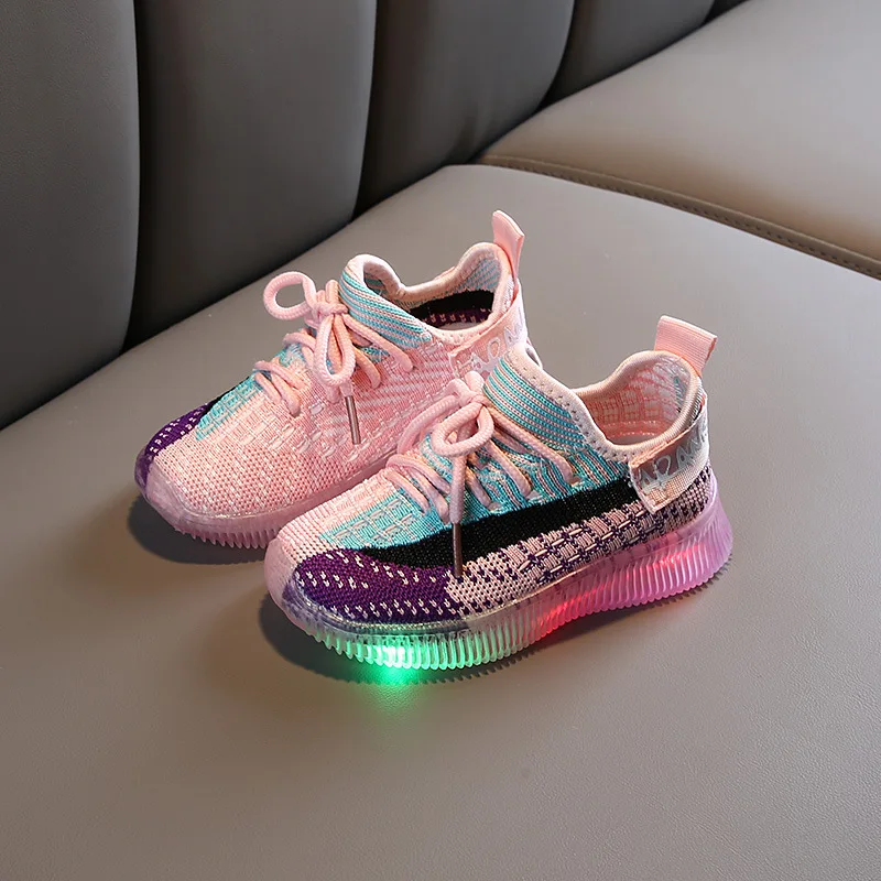 Кроссовки Детские сетчатые со светодиодной подсветкой дышащие шлепанцы