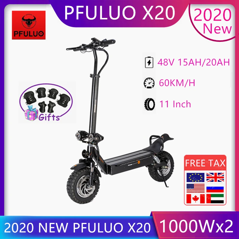 

Новый электрический скутер PFULUO X20 48 в 2000 Вт Двойной Мотор колесо ЖК-дисплей умный 11-дюймовый внедорожный скейтборд