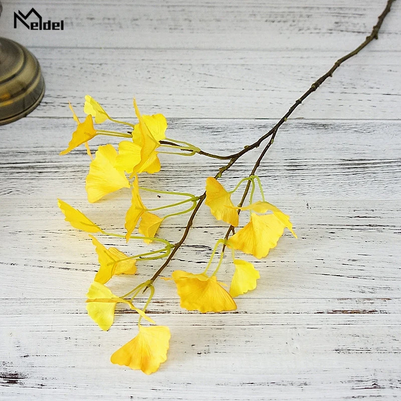 Искусственные листья гинкго Meldel 3 вилки дерево Maidenhair растение ручной работы для