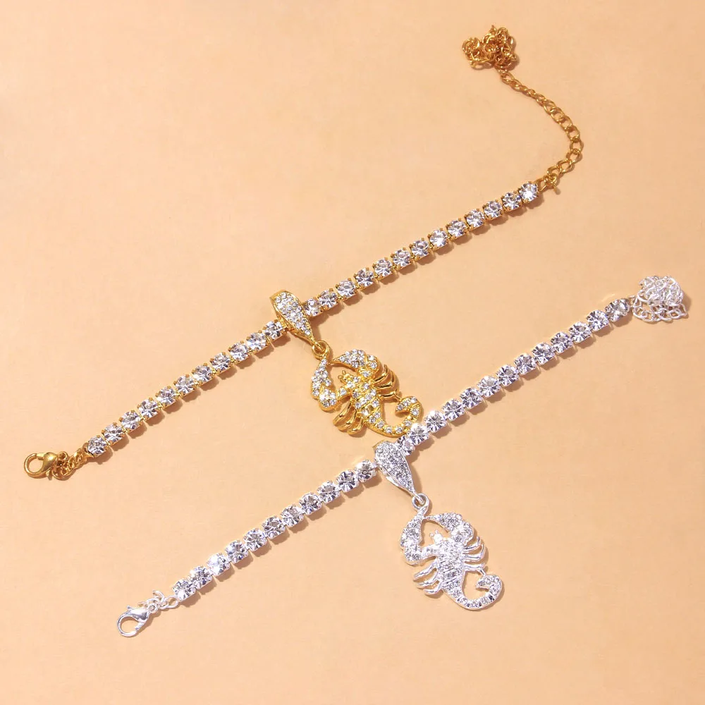 Браслет на ногу женский стразы в богемном стиле