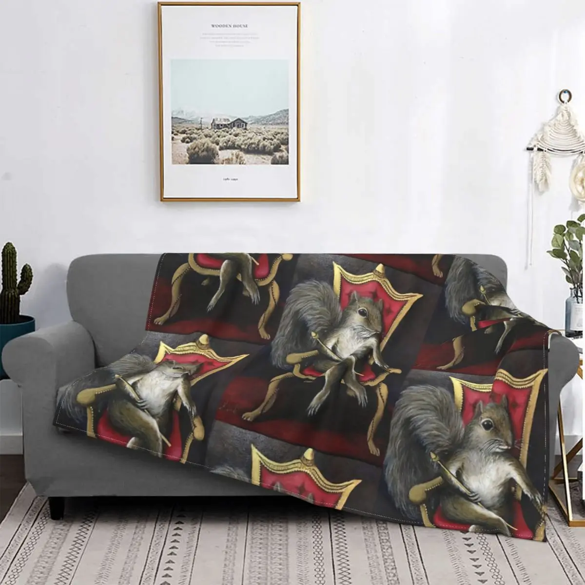 

King Squirrel Blanket Bedspread Bed Plaid Plaid Throw Blanket Hoodie Blanket Receiving Blankets