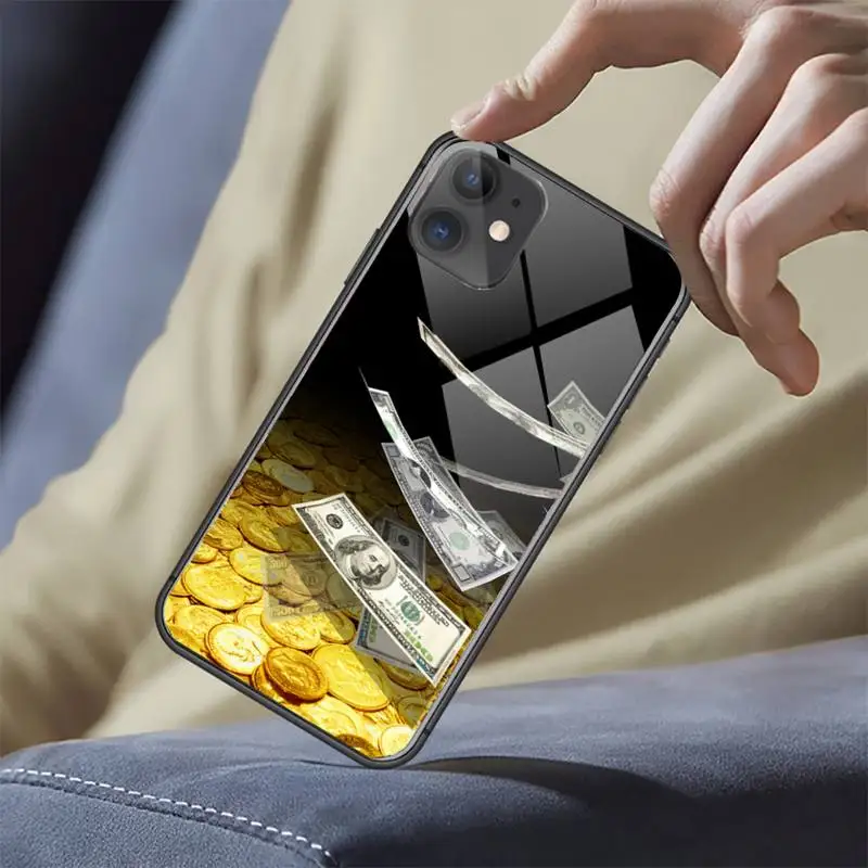 

USA Big Money 100 Dollars design Phone Case Tempered glass For iphone 5C 6 6S 7 8 plus X XS XR 11 PRO MAX