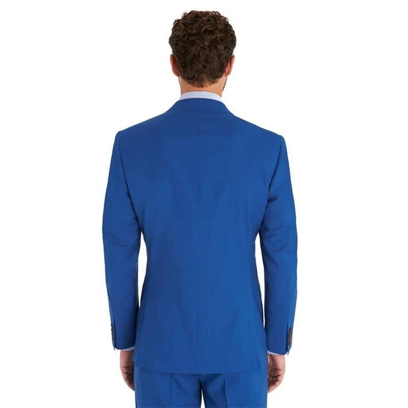 

Men's suit business leisure professional dress formal men's blue bridegroom best man wedding slim Korean dress men's wear