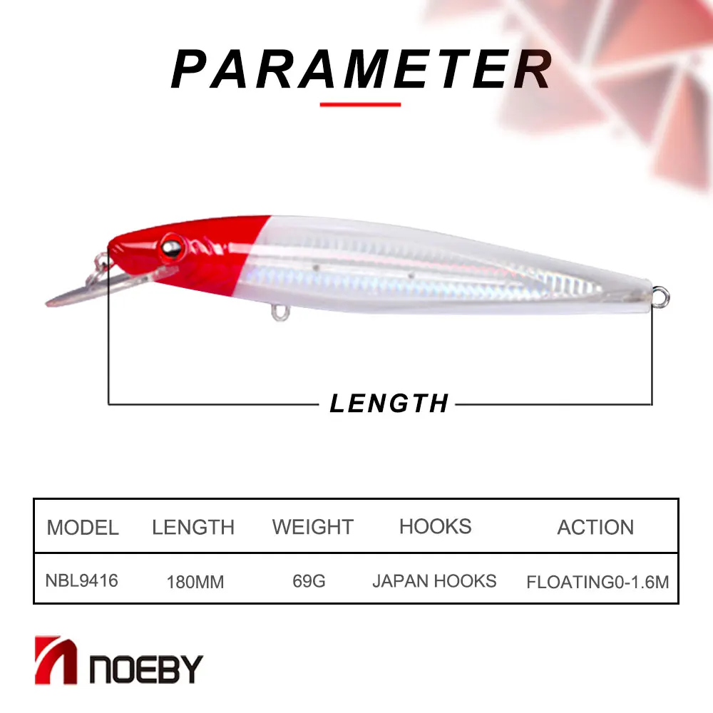 NOEBY NBL9416 180 мм 67 г Гольян рыболовные приманки плавающий 0 2 5 м искусственная рыба Dur