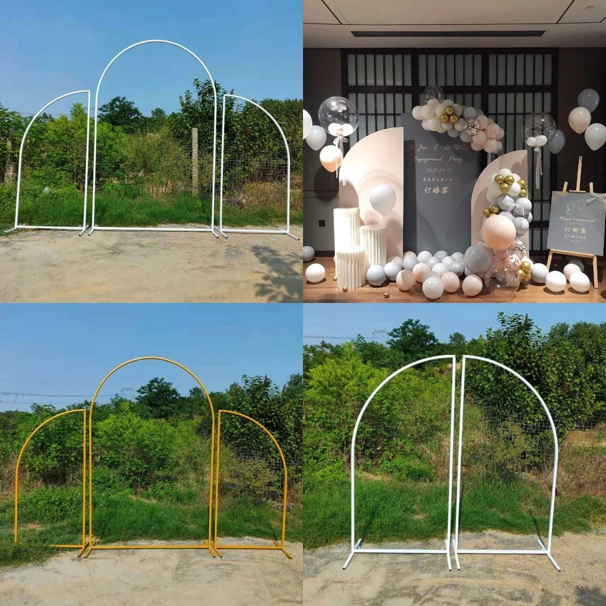 

3pcs Wedding Arch Set Background Decoration Flower Stand Birthday Party Outdoor Balloon Arch Decoration Irregular Shape Stand
