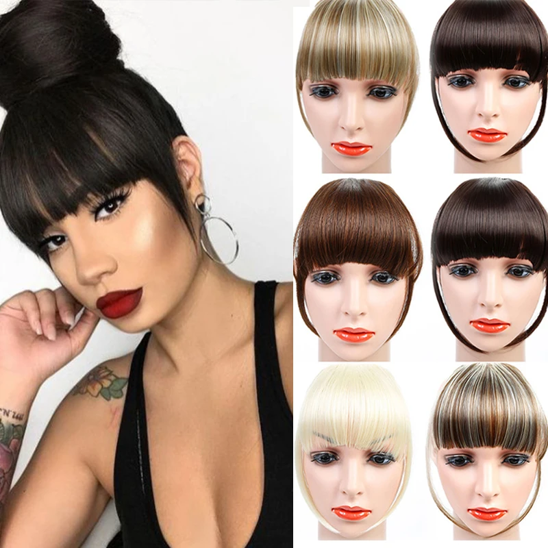 LUPU короткие передние тупые челки Прямые натуральные накладные волосы для