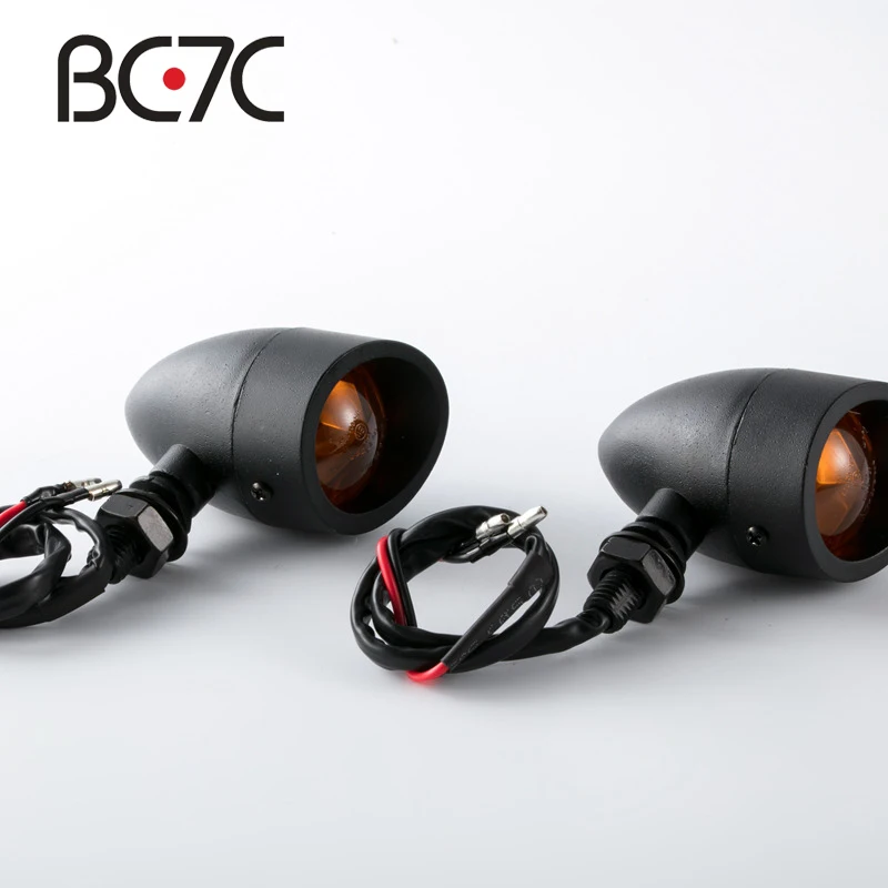 Universal Motorcycle Black Bullet Turn Signal Light Amber Lamp For Harley Suzuki Kawasaki Yamaha Chopper Bobber |
