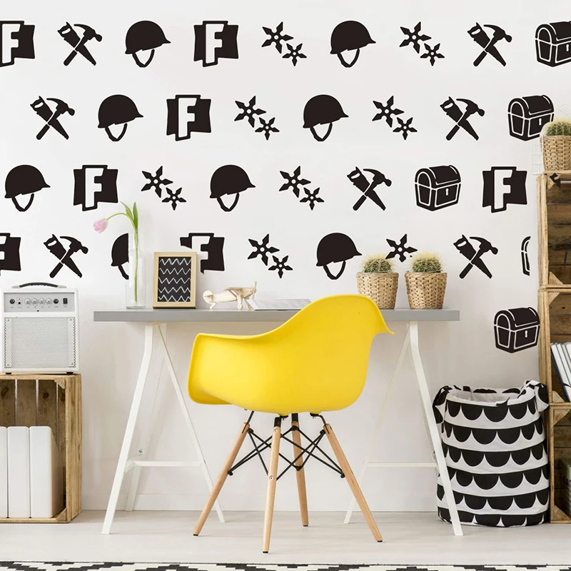 Мультяшный логотип игры для битвы настенная наклейка детская комната