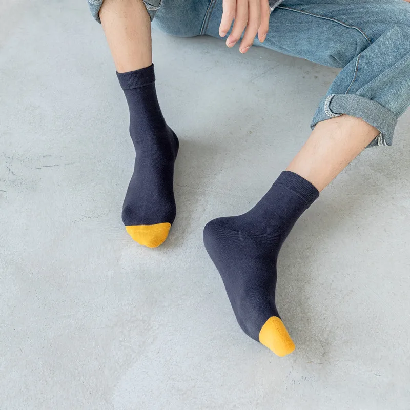 10 пар японских одноцветных мужских носков в полоску с буквенным принтом