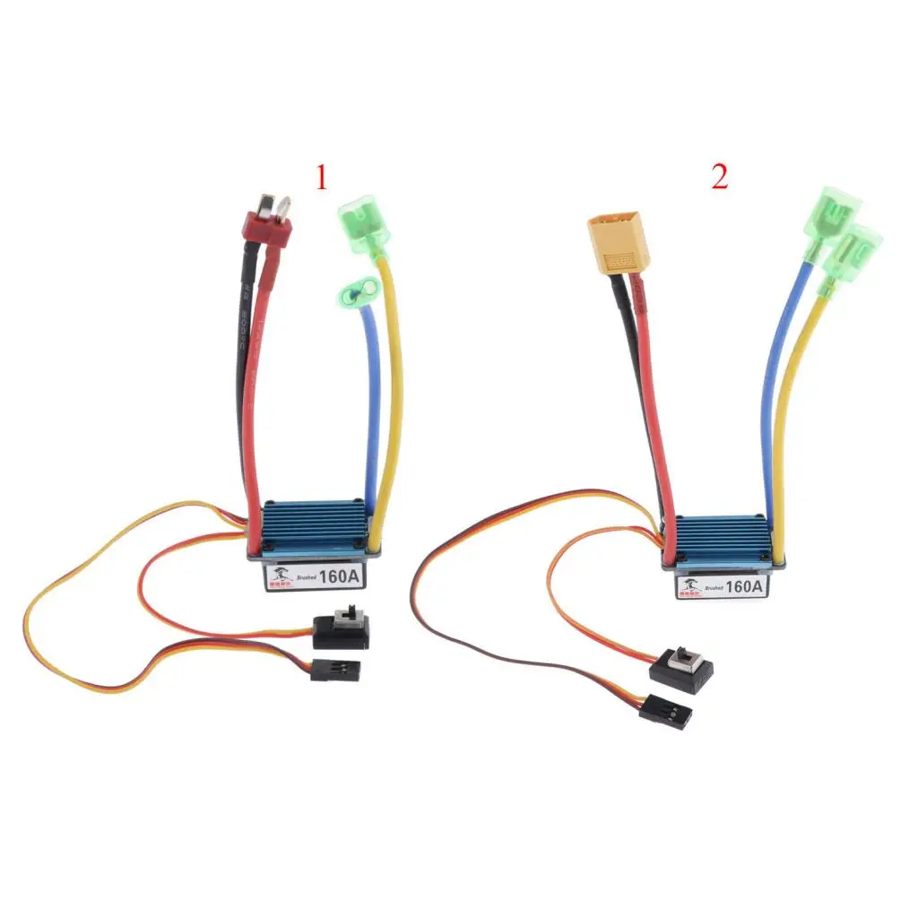 

160A Waterproof Brushed ESC Electronic Speed Controller Built-in 5V 1A BEC for 1/12 RC Car Touring Buggy Truck Rock Crawler
