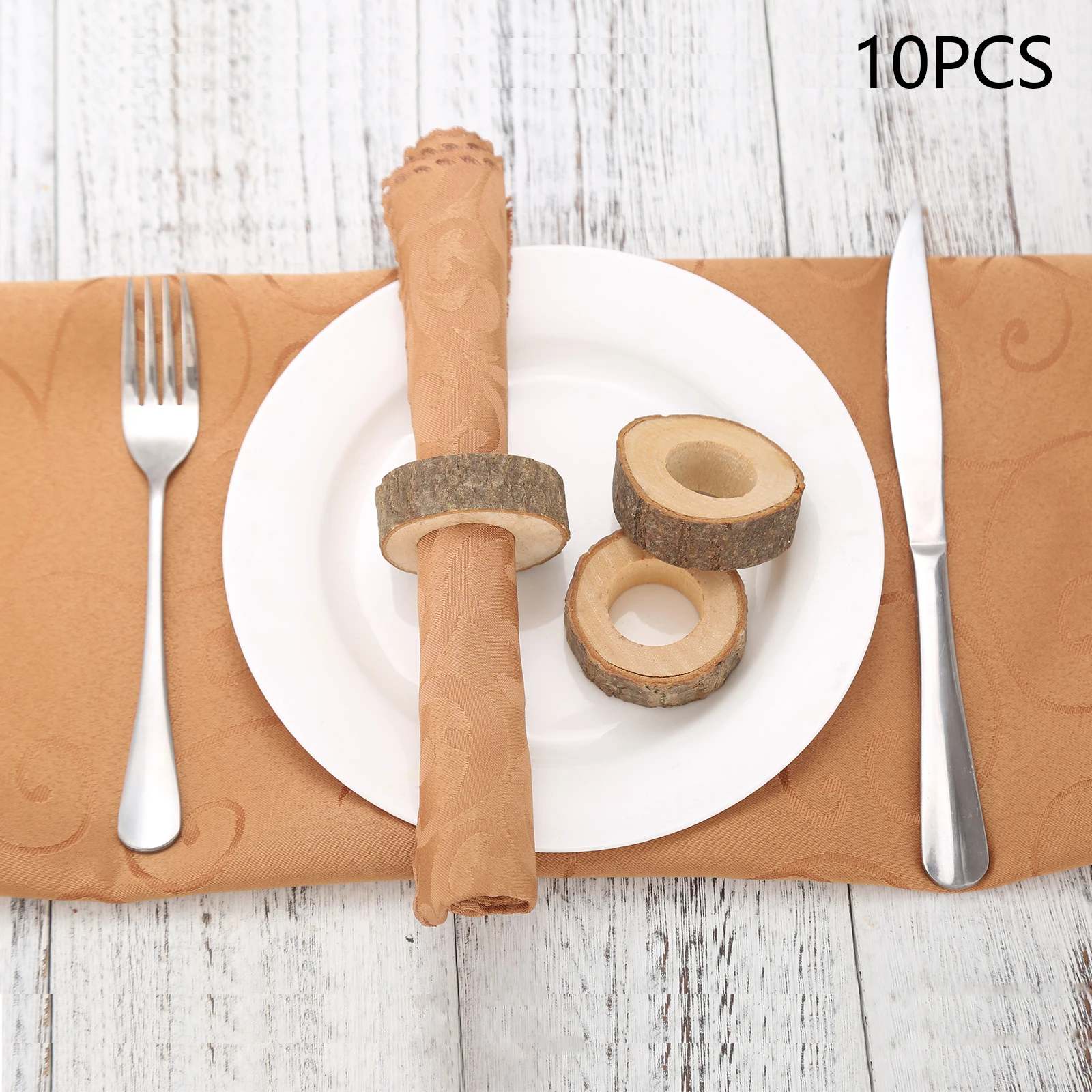 

10Pcs Creative Natural Wooden Napkin Ring Set Napkin Holder For Wedding Ceremony Dining Napkin Natural Decoration Party Supplies