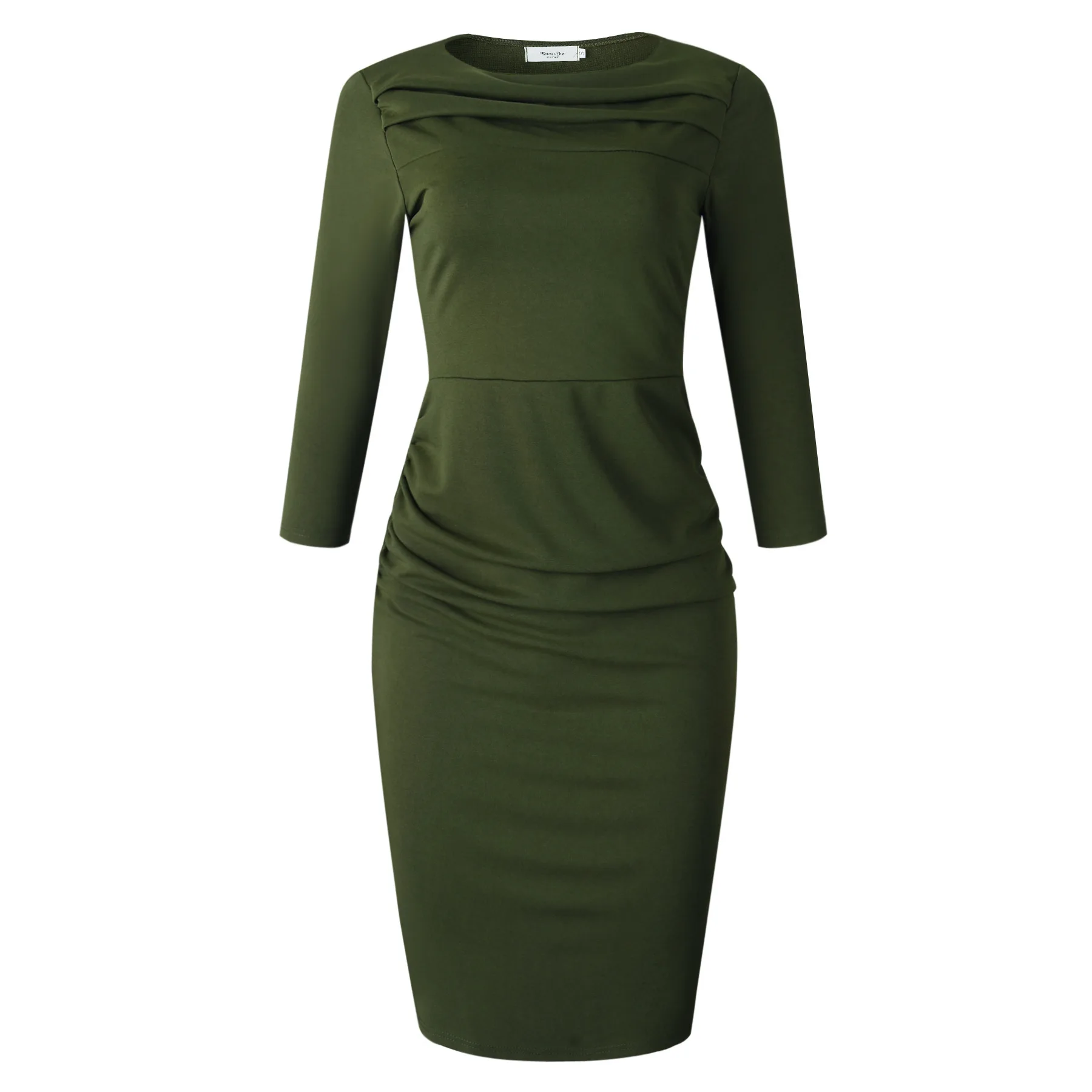 

Woman XXXL plus Size Summer WOMEN'S Dress Pencil Dress Elegant Pleated Luxury-Green