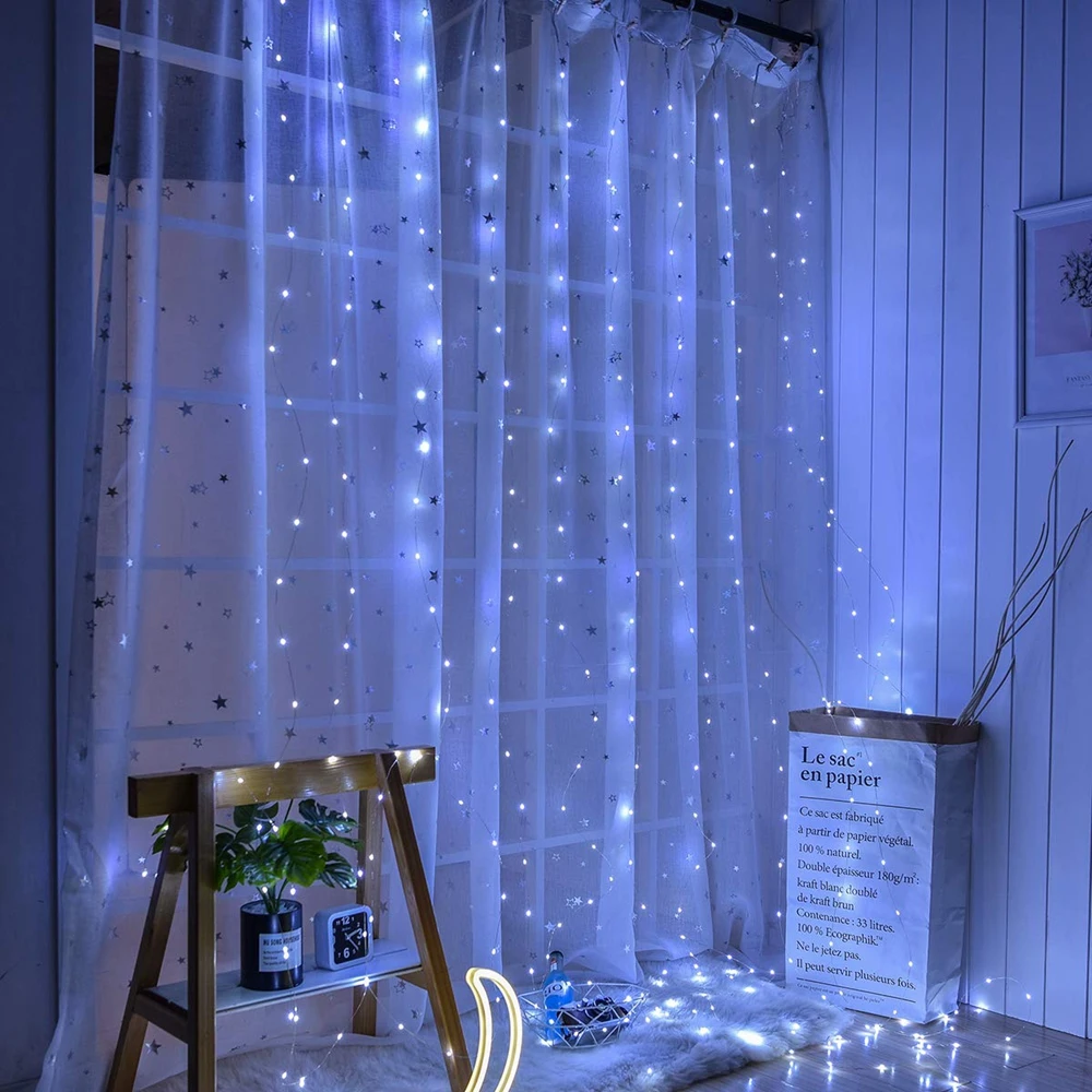 100 200 300LED занавес USB питание гирлянда для вечеринок спальни свадьбы День Святого