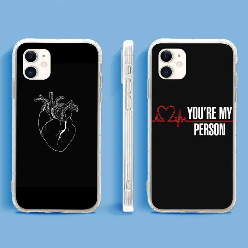

Greys Anatomy You are my person Phone Case For iphone 12 11 xsmax xr 8 7 6 pro 5s plus mini se soft Transparent Cover Fundas