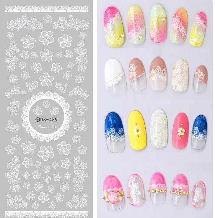 DS439 Florals Patterns! Nails Art Manicure Water Decal Decorations Design Water Transfer Nail Sticker For Nails Tips Beauty - Color: DS439