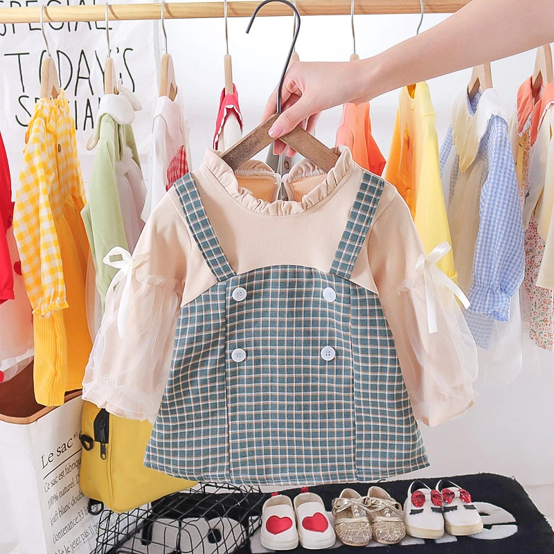 

Baby Girls Spring And Autaum Dress Western Style Princess Plaid Dress Princess Cute Dress