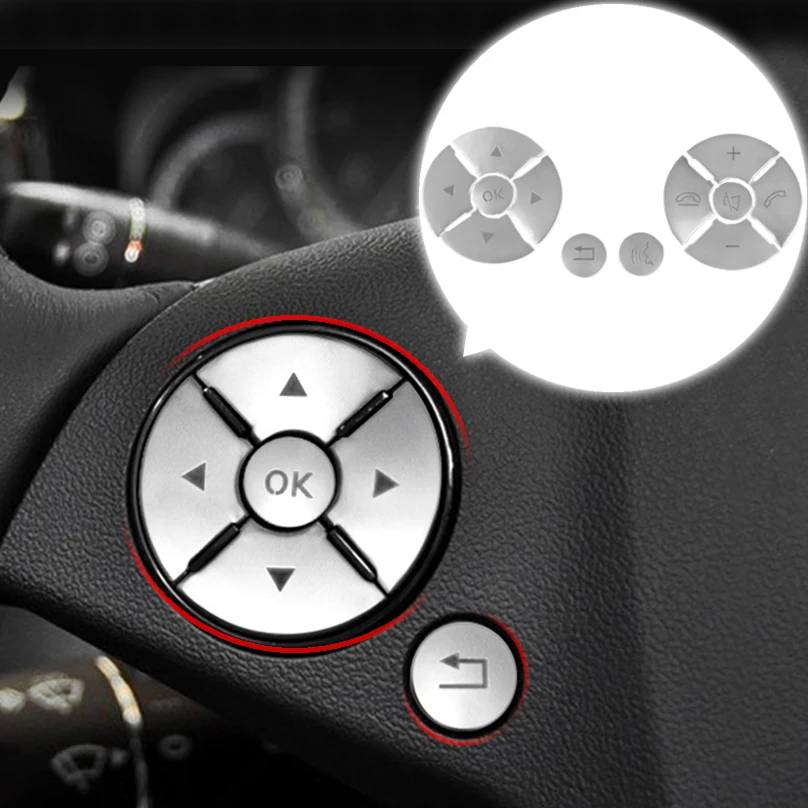 

12 шт. кнопки на рулевое колесо автомобиля, крышка, наклейка, отделка для Mercedes Benz C E S Class W204 W212 GLK X204, аксессуары для интерьера автомобиля