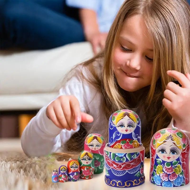 Русские куклы, Матрешка, деревянные классические цветные цветы, ручная работа, Матрешка, ручная краска, игрушки для детей, рождественские подарки