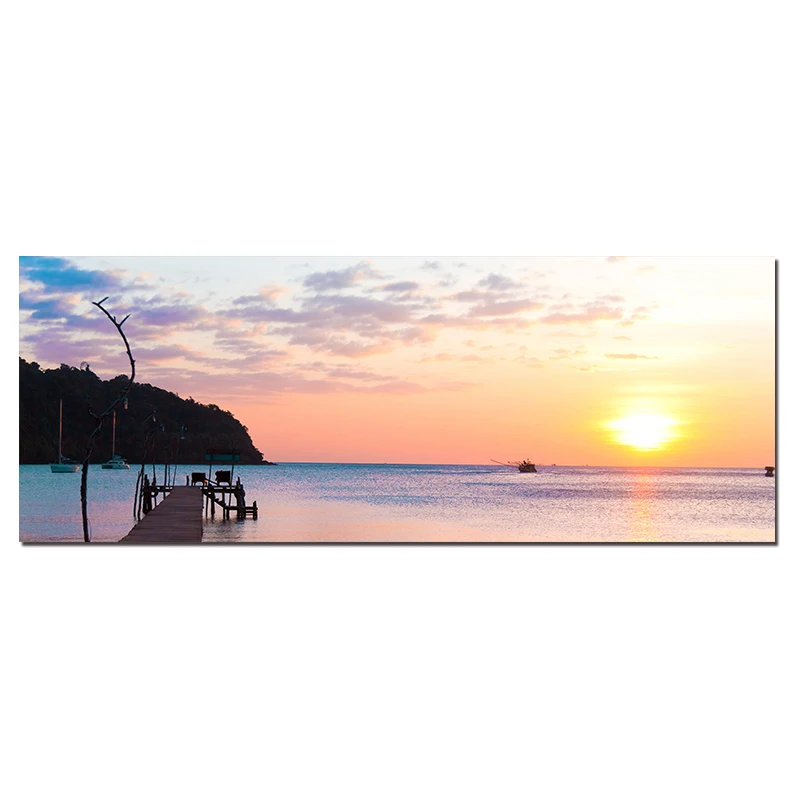 Natural Sunset Poster Print On Canvas Painting Sea Landscape Wall Art Pictures for Living Room Office Decoration | Дом и сад