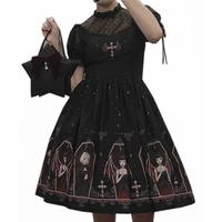 japanese gothic lolita jsk black dress women harajuku street fashion sleeveless soft sister cute dress girls white punk dresses