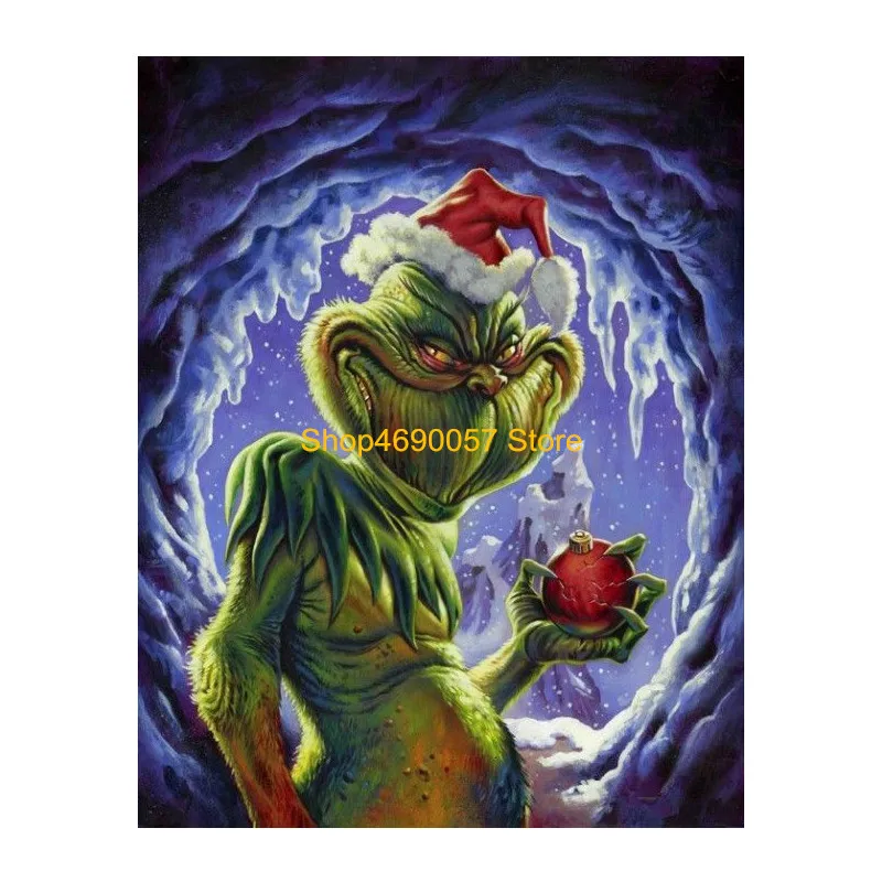 

5D Diy Full Square Diamond Painting Cross Stitch Cartoon Grinch Handcraft Embroidery Rhinestone Mosaic Home Decor Christmas Gift