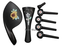 ebony wood violin parts accessories inlay pearl shell flower pegs chinrest tail piece endpin 44 old model