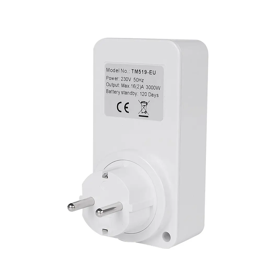 

SINOTIMER TM519 Electronic Digital Timer Switch Kitchen Timer Socket 230v 120v 7 Day 12/24 Hours Programmable Timing Socket