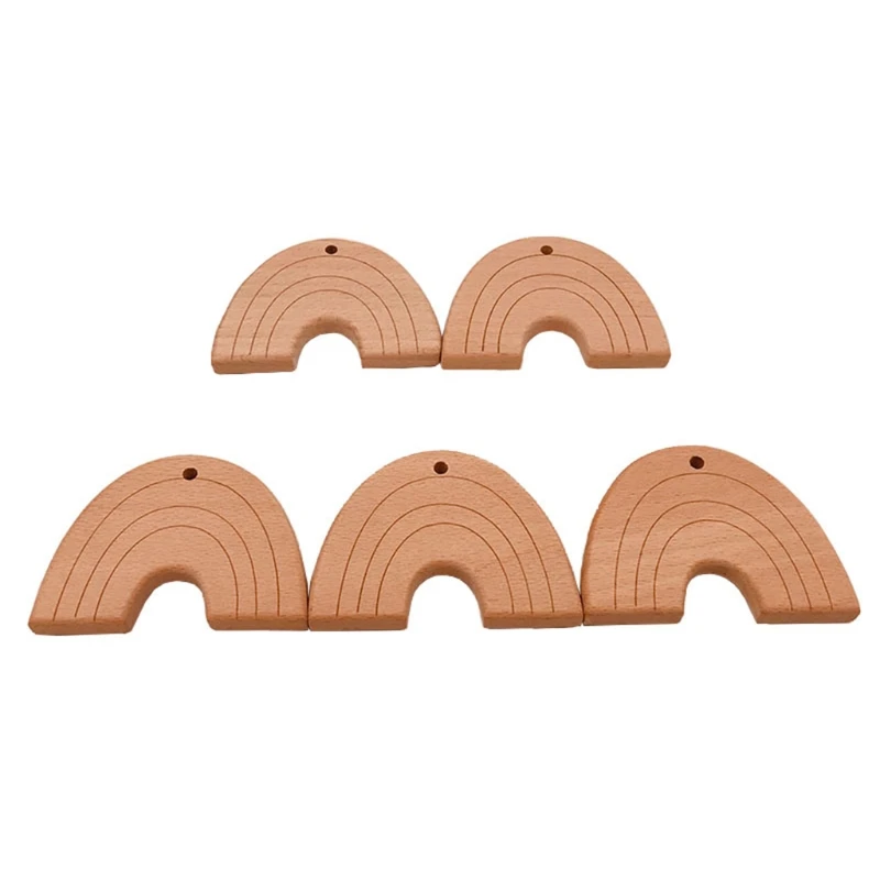 

Baby Teether Wooden Rainbow Bridge Pacifier Pendant Beech Chewing Teething Molar