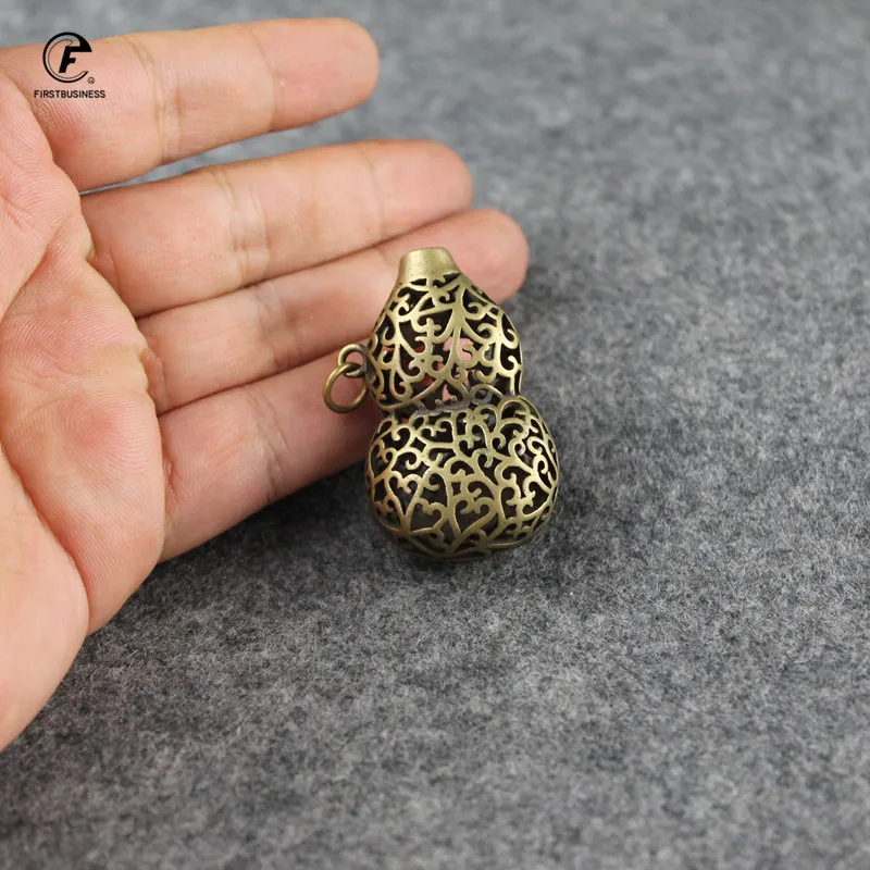 Винтажный медный выдолбленный карп в форме тыквы для благовоний вставленная