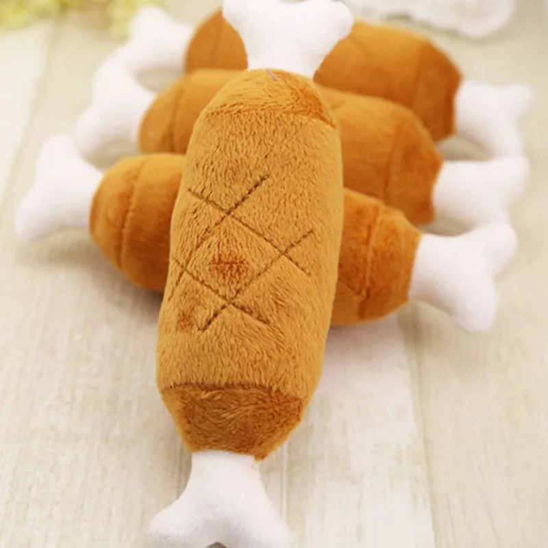 

Pet Molar & Chew Non-toxic Healthy Toy, Dogs Plush Double Bones & Chicken Leg Squeaky Toy