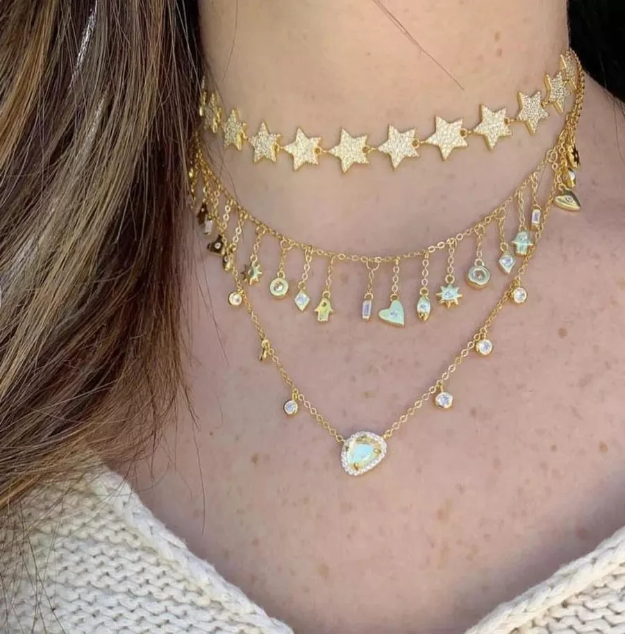 Женский чокер из серебра 925 пробы с кулоном в виде Луны и звезды|Ожерелья| |