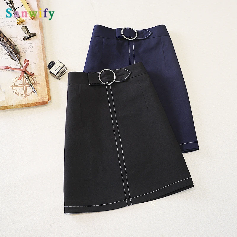 

Summer 2020 Mori skirt niche high waist slimming solid color hip A- line dress all-match student skirt