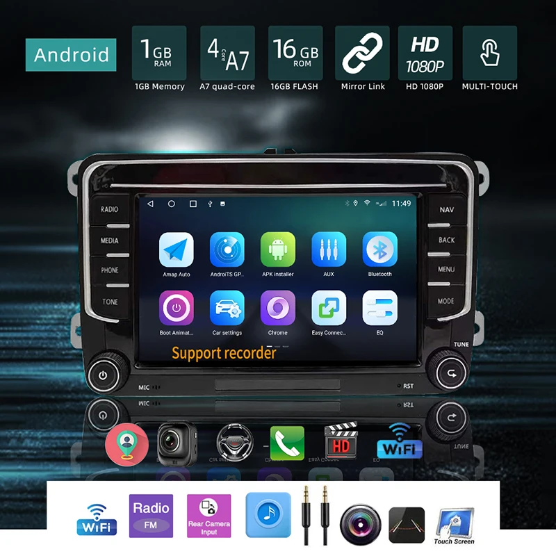 Автомагнитола GRANDnavi 2DIN Android 10 GPS-навигация для VW Passat B6 Amarok Volkswagen Skoda Octavia 2 Superb Jetta T5