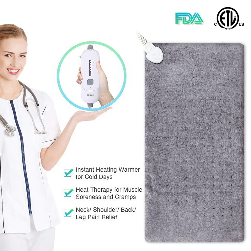 

XL Large Size 12*24" US Plug 110V Electric Heating Pad for Body Moist and Dry Heat Therapy Pain Relief Fast Heat Safe Auto Off