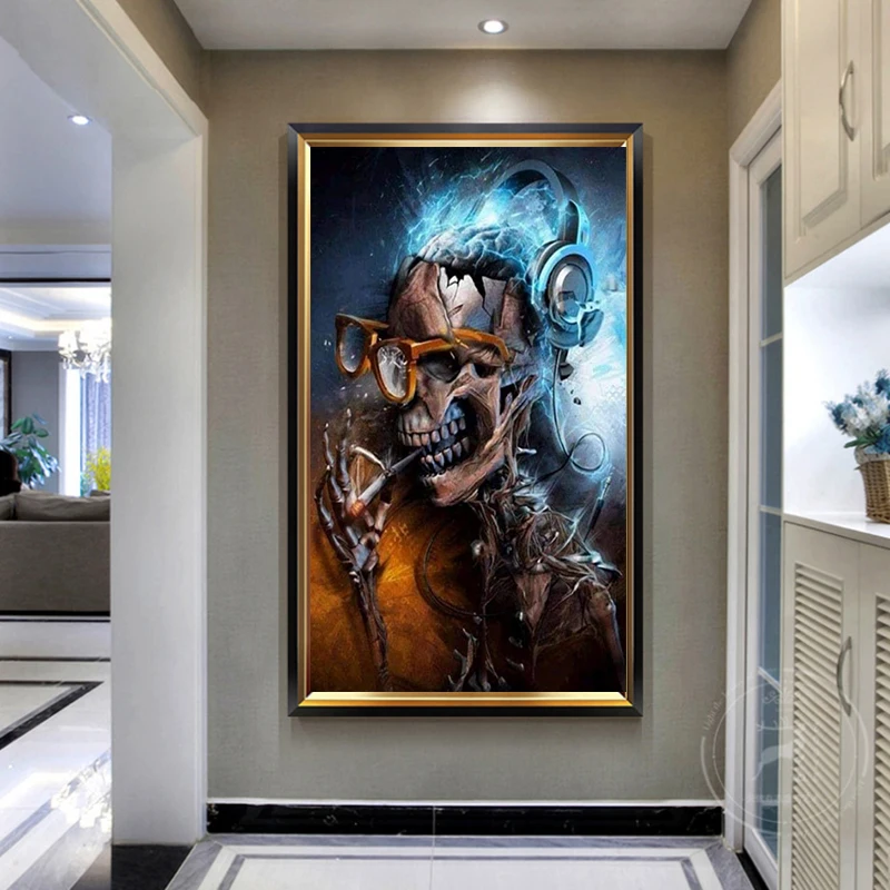 Алмазная живопись сделай сам скелет Дымчатая Вышивка крестиком 5D крутой череп