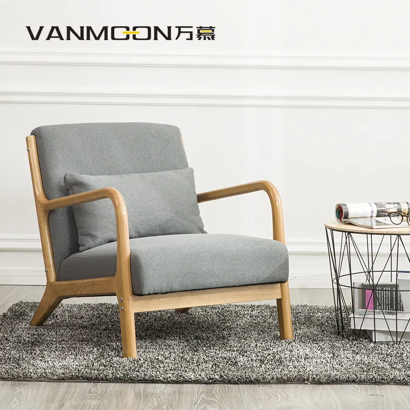 Wanmu Nordic Lazy Sofa Solid Wood Single-Seat Chair Small Apartment Simple Balcony Leisure Bedroom | Мебель
