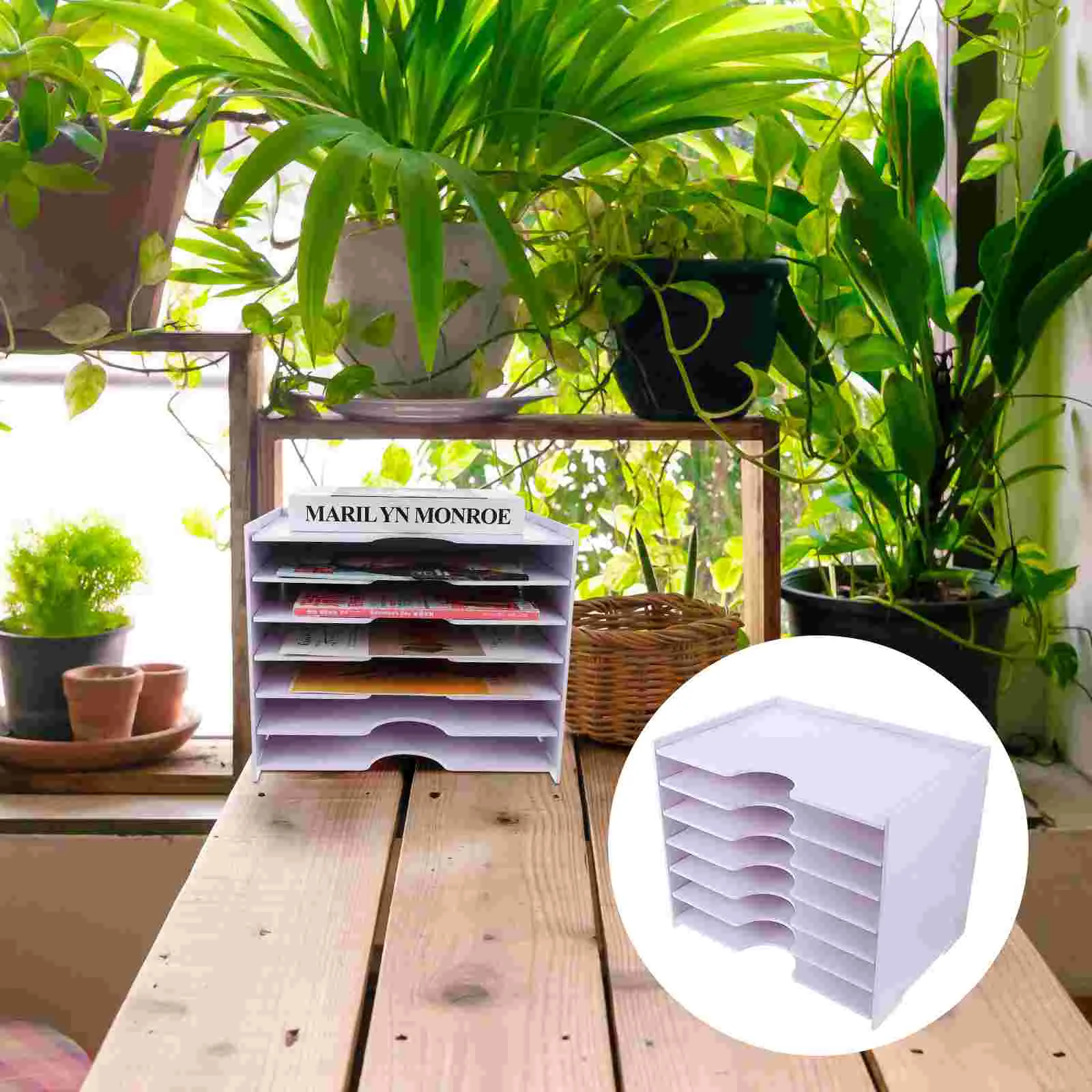 

1Pc Document Books Box Simple Desktop Files Box Creative Divided Box White