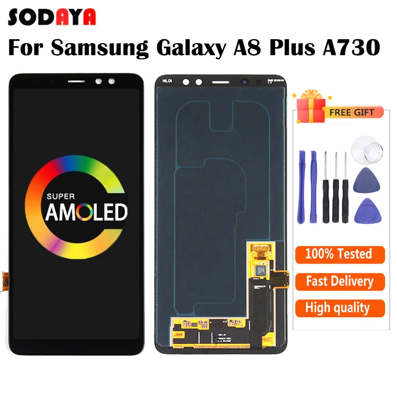 AMOLED для Samsung Galaxy A8 Plus 2018 A730 черный ЖК дисплей с дигитайзером сенсорного экрана в