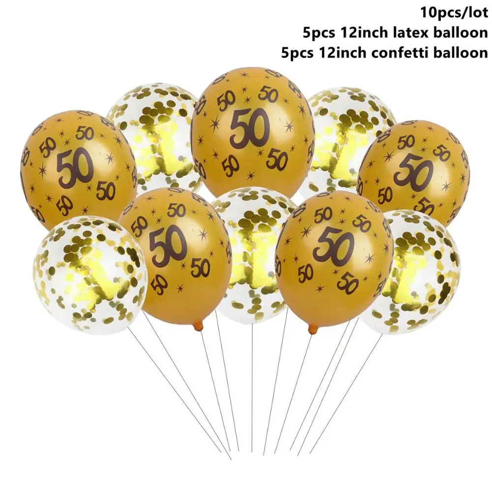 50th Balloons 2 CHZLL, Черное золото, 50-ая одноразовая посуда, тарелки для полотенец, чашки для стола, одноразовая посуда для вечеринок, 50 предметов для дня рождения - Цвет: 50th Balloons 2