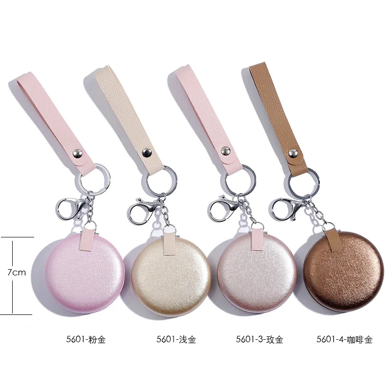 

Round Matte Small Mirror Portable Mini Mirror Folding Double-sided Mirror Pu Matte Gold Handheld Makeup Mirror