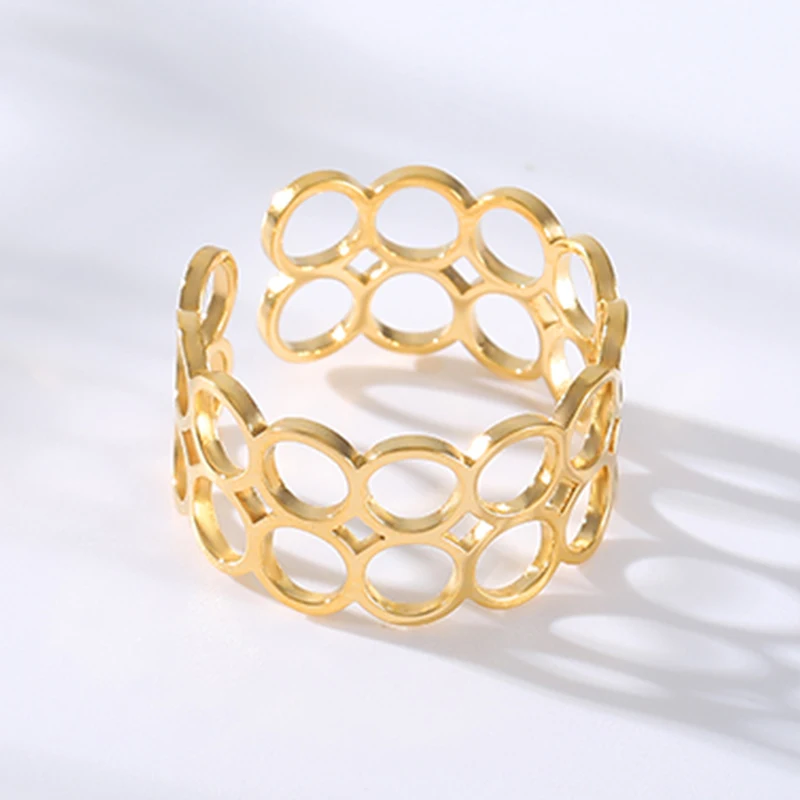 Двухслойные полые кольца для мужчин и женщин розовое золото серебристый цвет