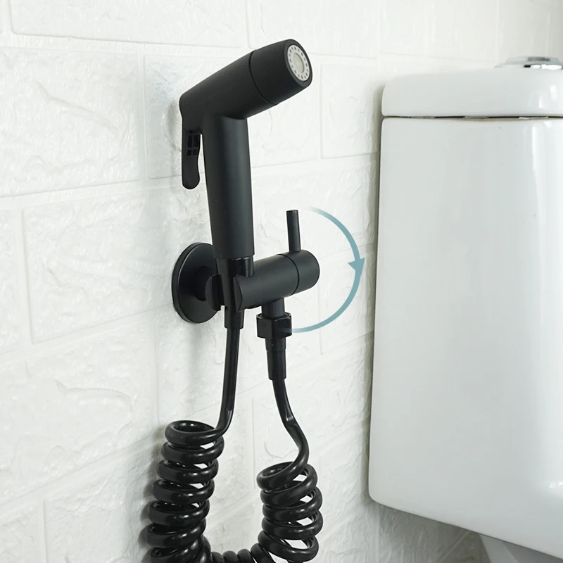 Ручной спрей для биде черный латунный корпус 2 функции лейка душа ABS распылитель