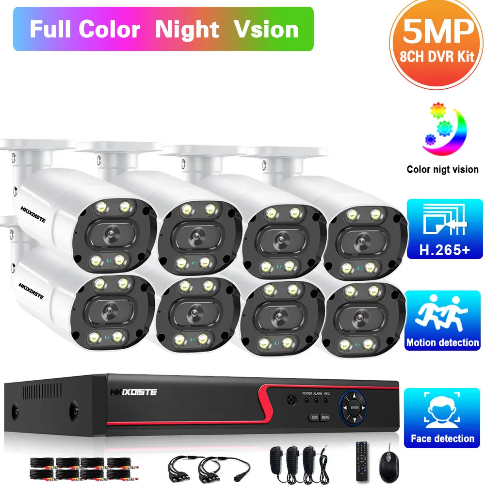 

8 Channel DVR Kit 5mp Outdoor Waterproof CCTV Camera Security System Kit 8CH AHD Video Surveillance Cameras System Set XMEYE 2MP