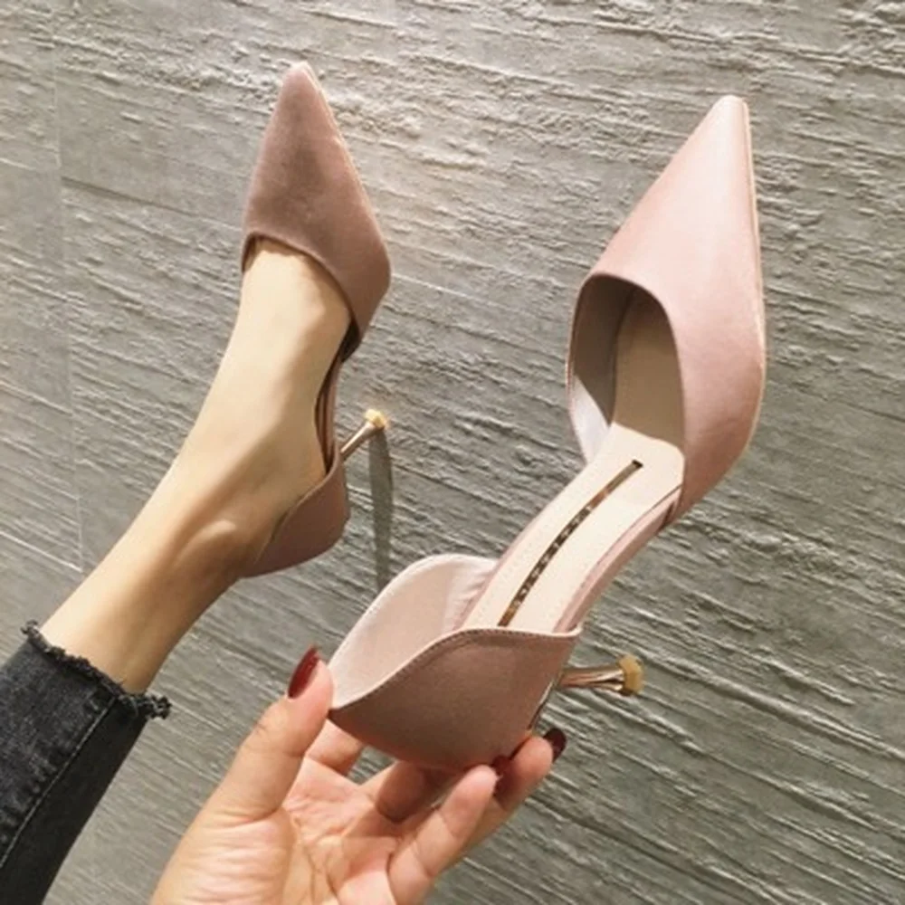 

Spring And Autumn Ladies High Heels Pointed Toe Shallow Stiletto Hollow Single Shoes 6cm High Heels