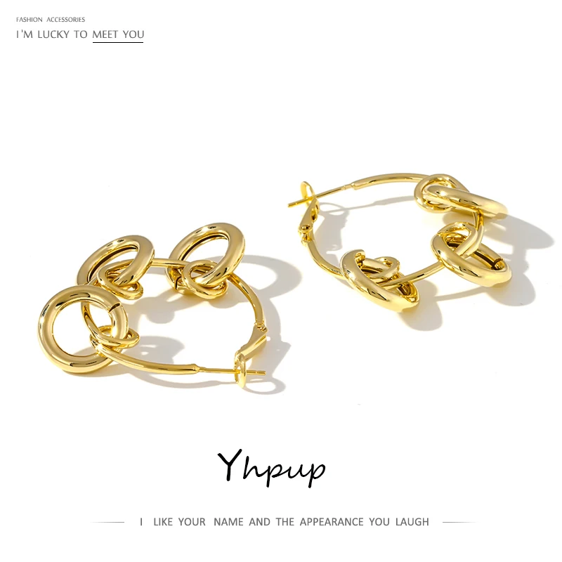 Yhpup круглое металлическое кольцо с кисточкой Серьги Геометрические 16 K золотые