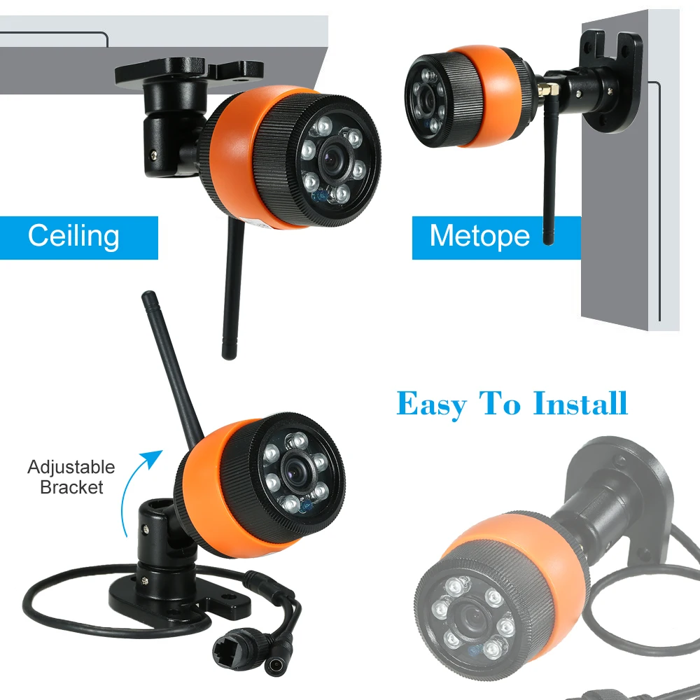 IP-камера HD 720P Водонепроницаемая с поддержкой облачного хранилища 1/4 дюйма CMOS 3 6 мм