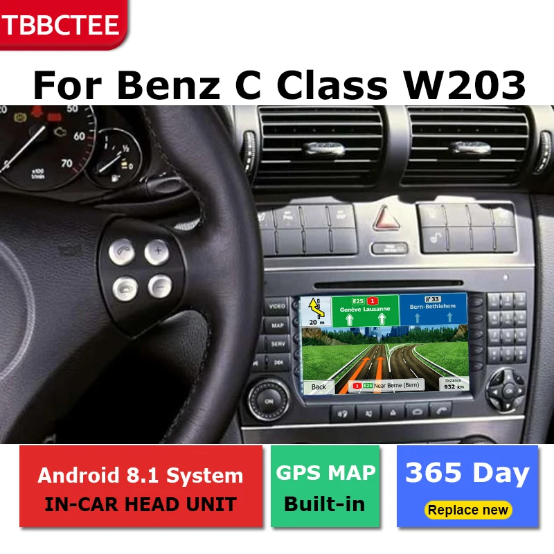 2 Din Android Радио Bluetooth GPS навигация Wifi стерео видео для Mercedes Benz C Class W203 2004 ~ 2007