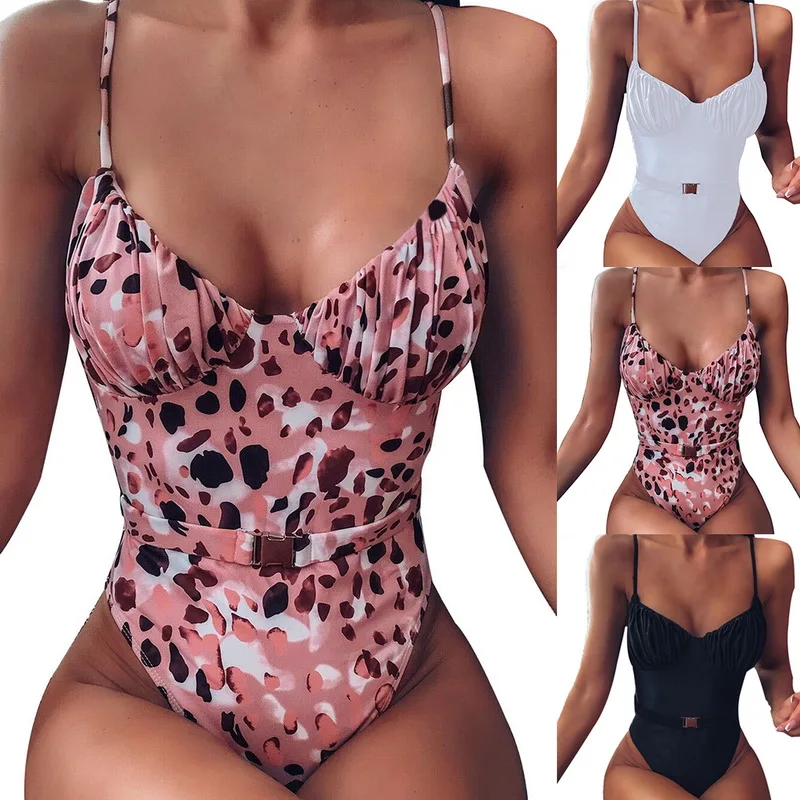 Сексуальный сдельный Купальник для женщин бандажный бикини с поясом v-образный
