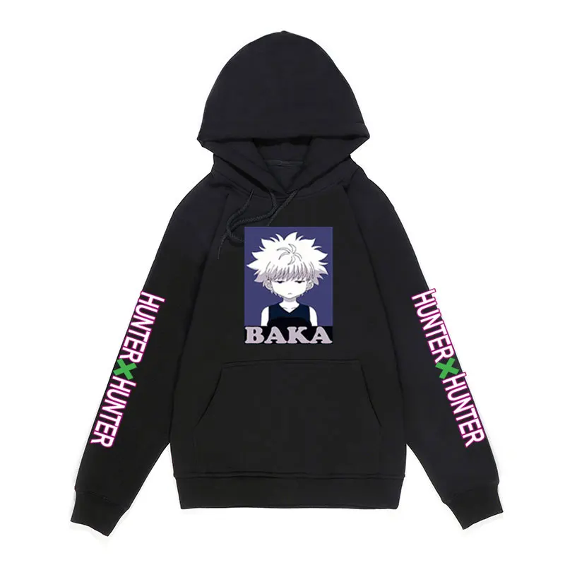 

HUNTERxHUNTER Killua Zoldyck Baka Japan Anime Hip Hop Streetwear Men Women Anime Hooded Sweatshirt Pullover Hoodie Tops