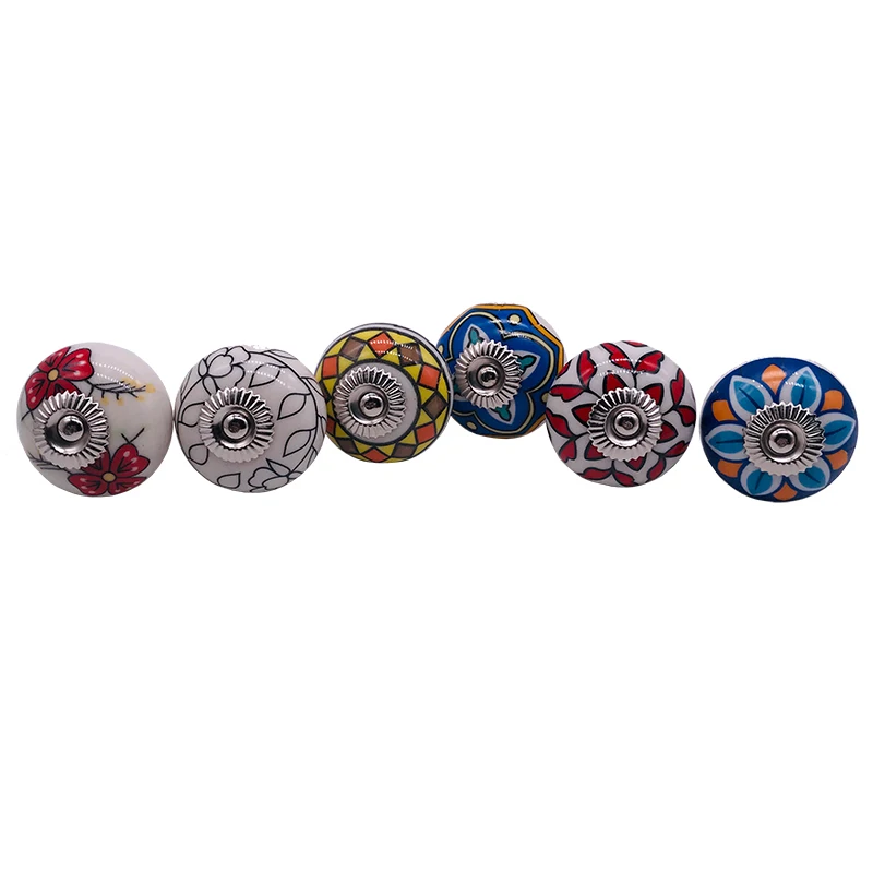 1 шт. ручная роспись керамические ручки Сплошной круглый кухонный шкаф Ретро